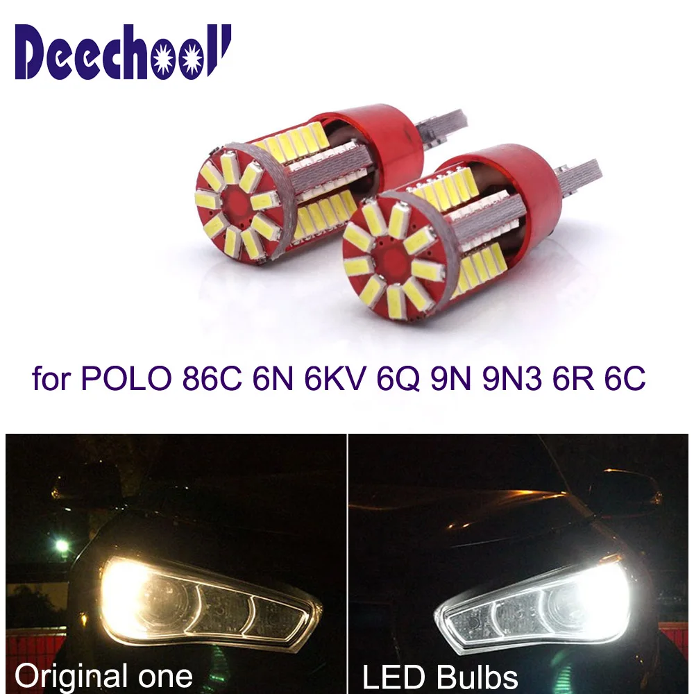 Deechooll 2 шт. Габаритные фонари для автомобиля для VW POLO 86C 6N 6KV 6Q 9N 9N3 6R 6C, белые женские туфли на платформе LED фары, светодиодные фары, для поло MK2 3 MK4 5 6