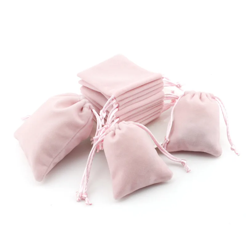 5pcs/lot Sweet Pink Drawstring Organza Velvet Bags 5x7 7x9 10x12cm Storage Bags Christmas Wedding Gift Pouches Jewelry Packaging