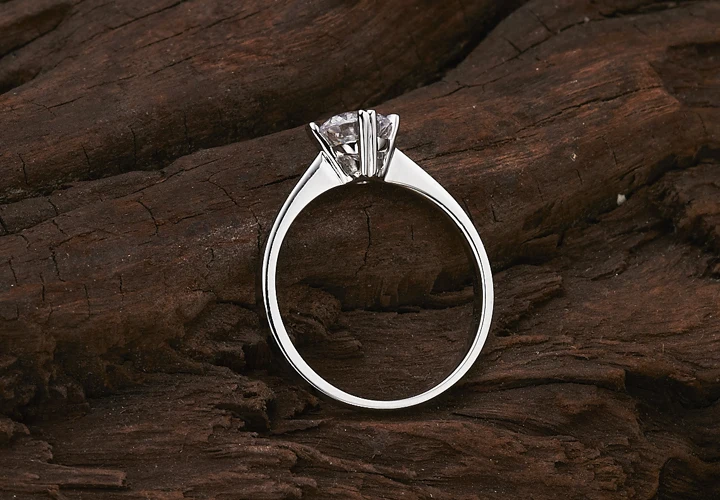 Женское кольцо из серебра 925 пробы с четырьмя зубцами|jewelry rings|jewelry wedding ringsjewelry jewelry