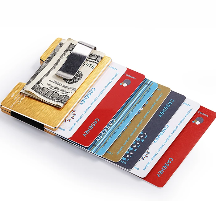 

Casekey Rfid Aluminum Card Wallet Metal Mini Slim Wallet Men's Credit Card ID Holder Anti-chief Card Wallet Porte Carte