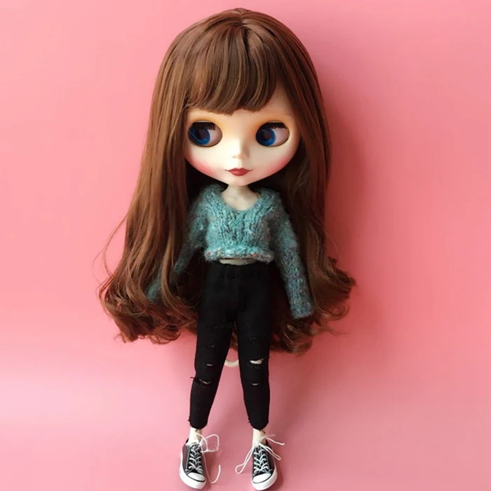 

B004 Blyth Doll clothes 1/6 dolls Accessories handmade Sweater hole jeans 2pcs/set