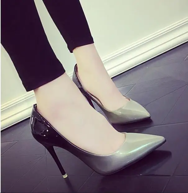

2019 Shadow Women Shoes Pointed Toe Pumps Patent Leather Dress Wine Red 8CM High Heels Boat Shoes Wedding Shoes Zapatos Mujer