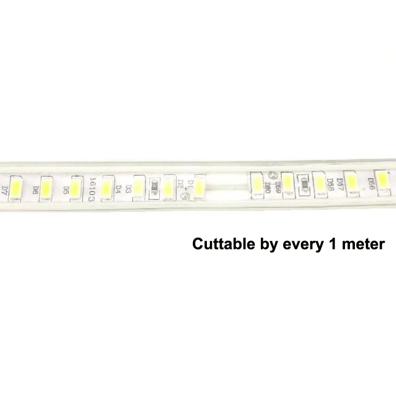 220 вольт Тира Светодиодные ленты трубки SMD5730 120L/м 14 мм Ширина Рубан ленты европейский стандартный кабель питания теплый белый холодный белый свет Цвет