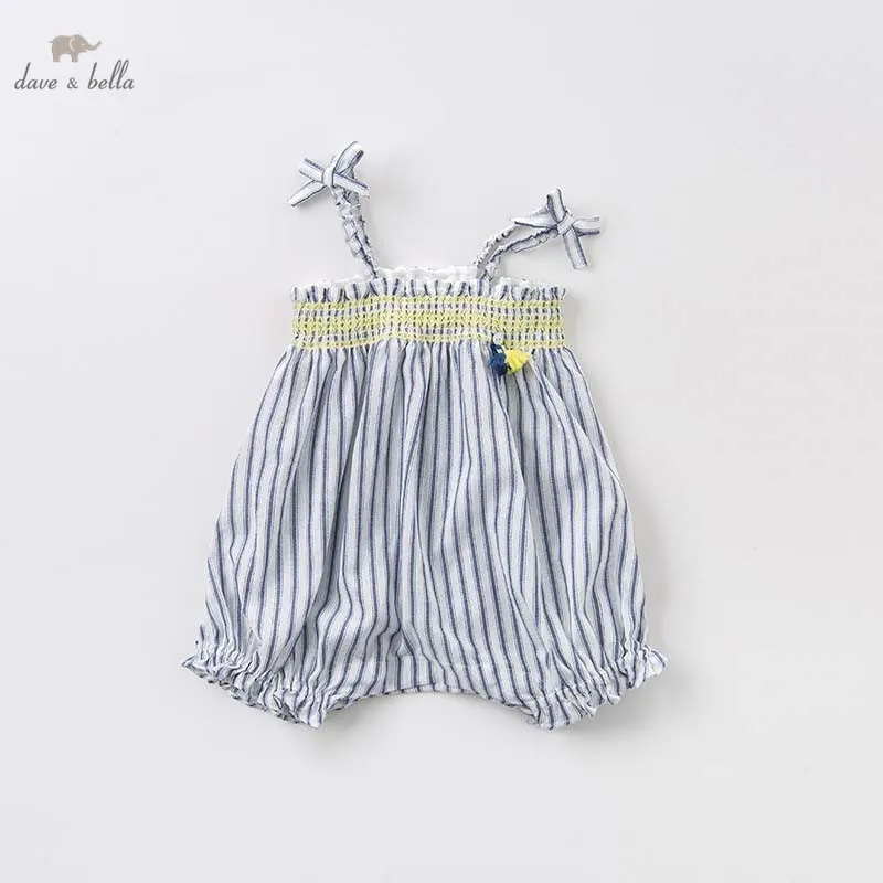 

Dave bella newborn cute baby girls striped jumpsuits children clothing baby rompers DBZ7599