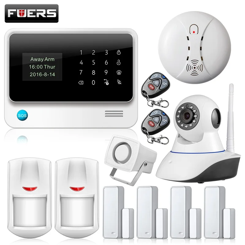 Russian/Spanish Touch screen keypad LCD display IOS Android APP WIFI GSM Home Burglar Security Alarm System Wireless Alarm