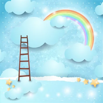 

Laeacco Ladder Clouds Rainbow Star Baby Children Photography Backgrounds Customized Photographic Backdrops For Photo Studio