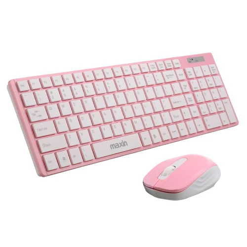 2.4G Wireless Keyboard and Mouse Combo in Pink color for Laptop