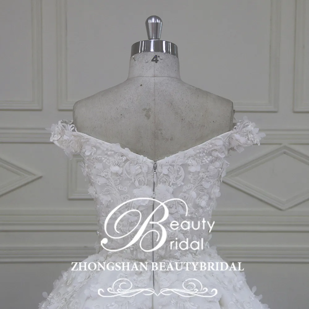 Beautybridal роскошное свадебное платье трапециевидной формы с королевским шлейфом, кружевное платье Vestido De Noiva, Милое Свадебное платье с открытыми плечами HK007