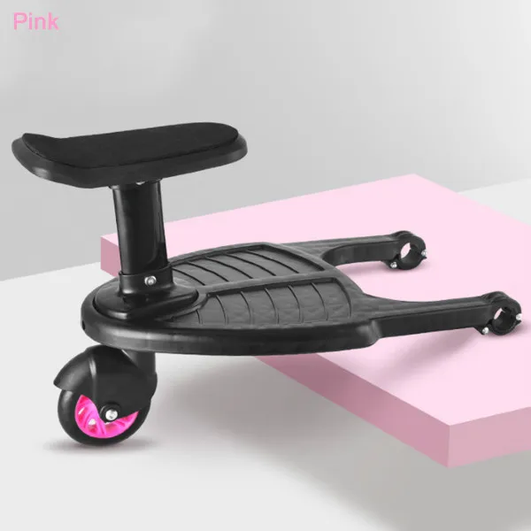 Pink Забавная детская педаль коляски адаптер второй ребенок вспомогательный трейлер Близнецы скутер хихикер дети на круглой подставке с сиденьем - Цвет: Pink