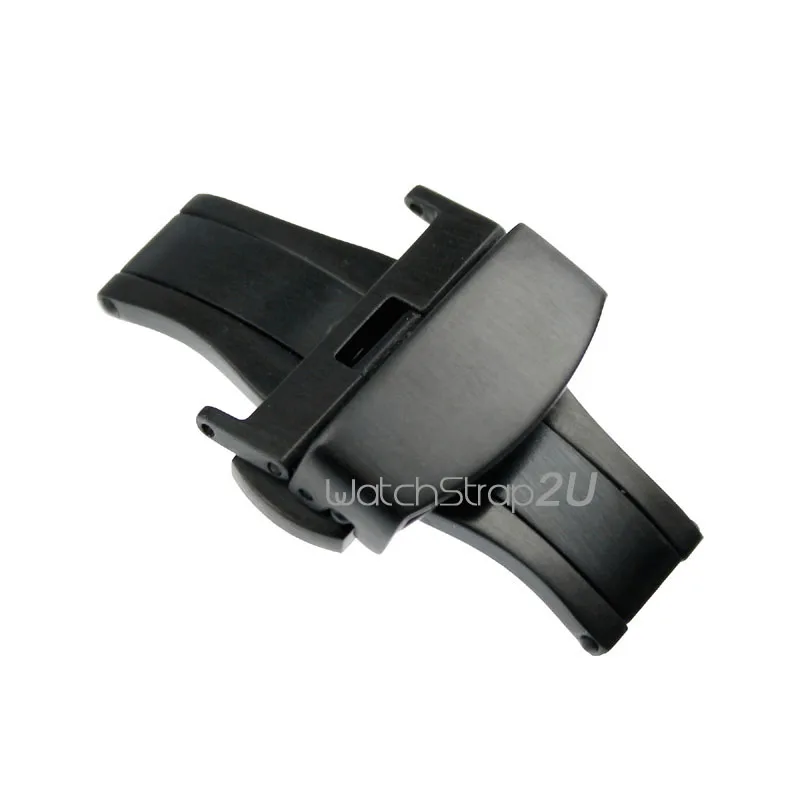 

16~22mm Matte Black Butterfly Deployment Clasp Buckle Push Buttons for Leather Watch Band Strap