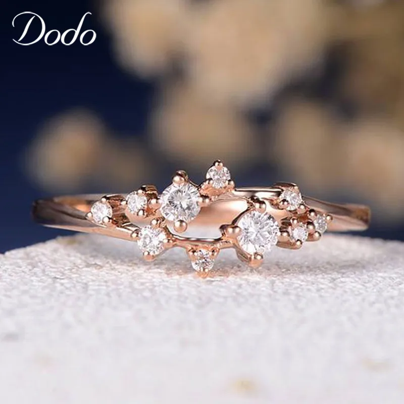 

Chic Shining Stars Constellation Rings For Young Ladies Fashion Rose Gold Color Anel AAA Cubic Zircon Inlay Jewellery B2297
