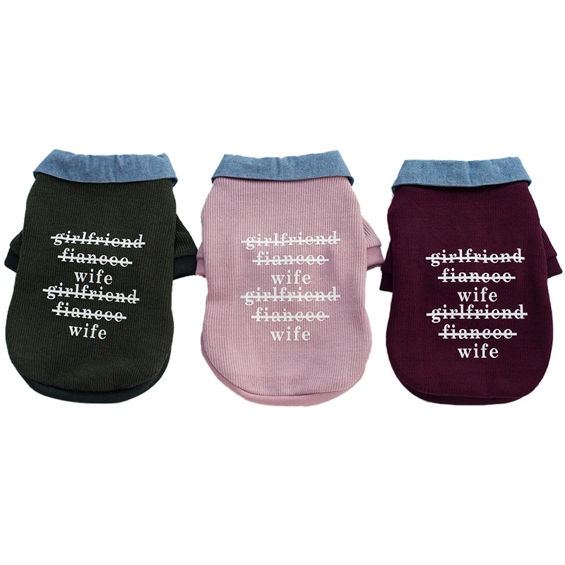 

Autumn and Winter New Dog Clothes Pet Clothing Denim Collar Pet Jacket Korean Version of The Puppy Warm Winter Cardigan Coats