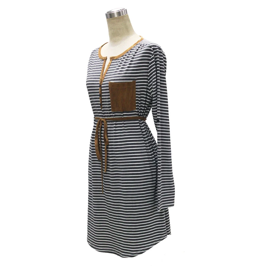 Gladiolus Striped Women Summer Dress Long Sleeve Button V-Neck Belt Tunic Irregular Fashion Midi Dress Robe Femme Ete 2018  (15)