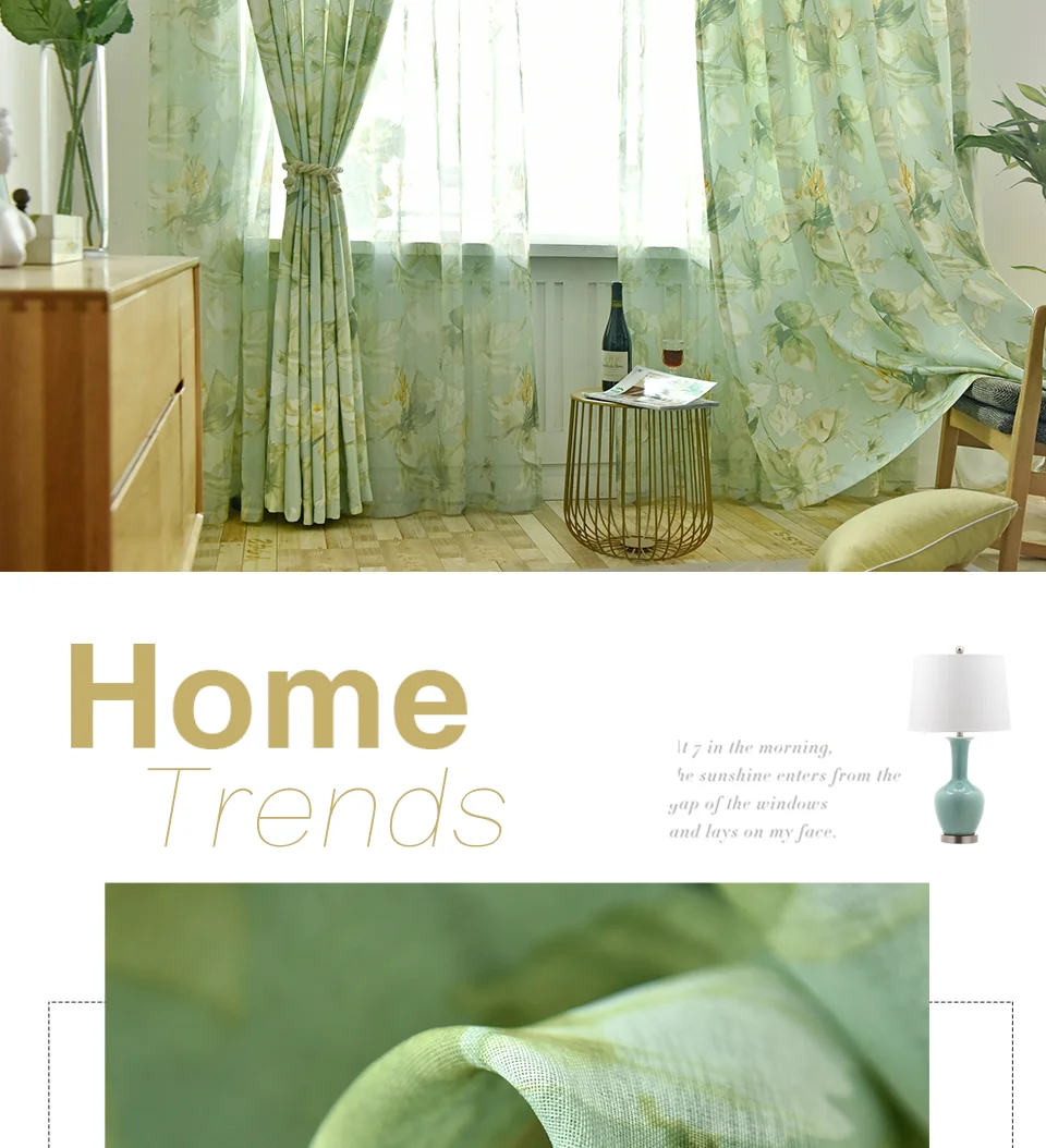 Американский Зеленый лист затемненные занавески s для гостиной занавески на окна с принтом для плотные шторы для спальни занавески ткани 75% 2