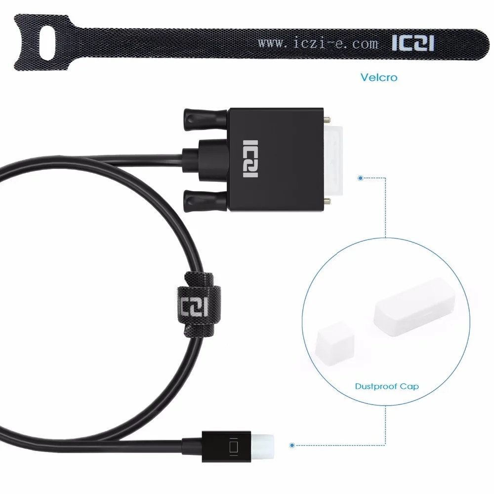 ICZI Mini display port Mini DP to DVI кабель «Папа-папа» Thunderbolt DVI адаптер 1080P 60Hz для MacBook Surface Pro 1m 1,8 m 3m