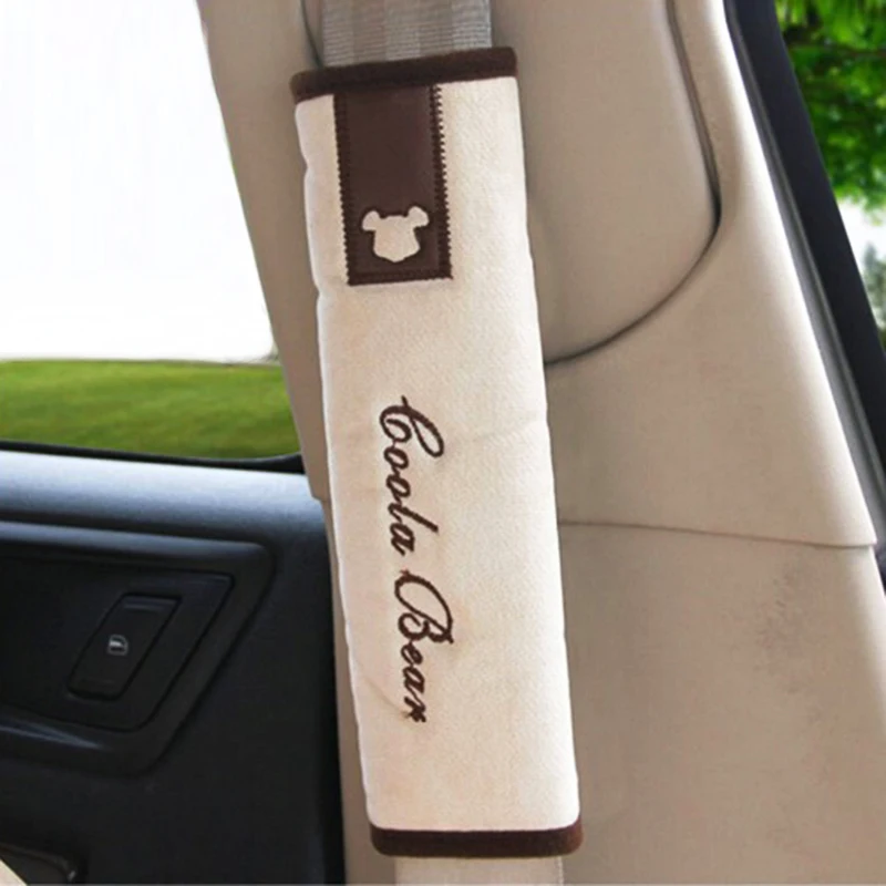 

1Pair Car Styling Cartoon Cool Bear Safety Car Seat Belt Pillow Covers Shoulder Pads Car Cushion Mat for VW Toyota BMW Audi