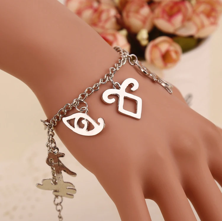 

ZRM Fashion Jewelry The Mortal Instruments City Of Bones Inspired Angelic Power Rune Symbols Bracelet Ispired Charms Bangle