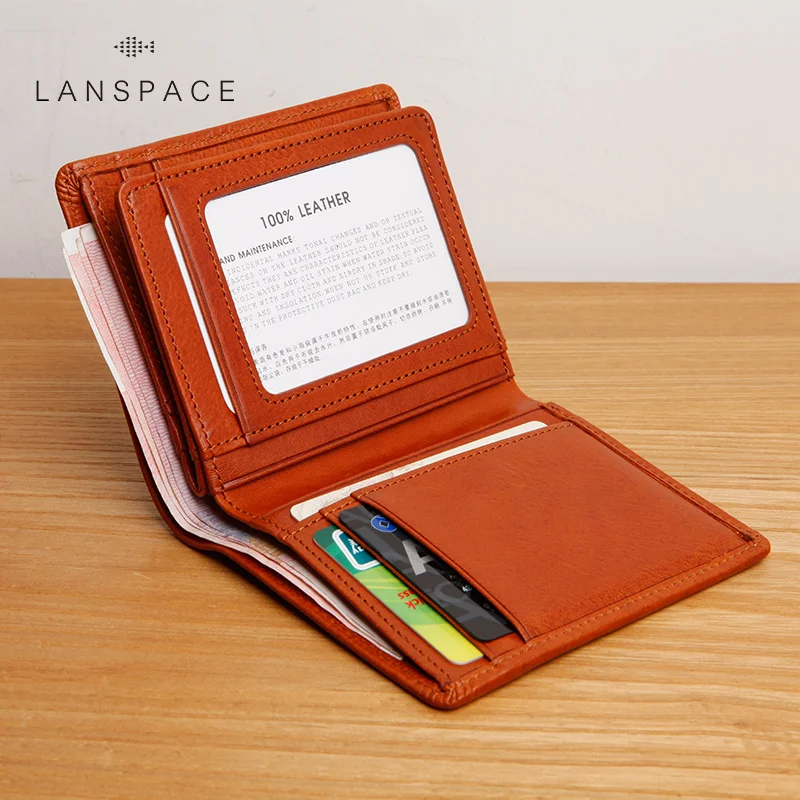LAN мужской короткий кошелек из натуральной кожи качественная коровья кожа
