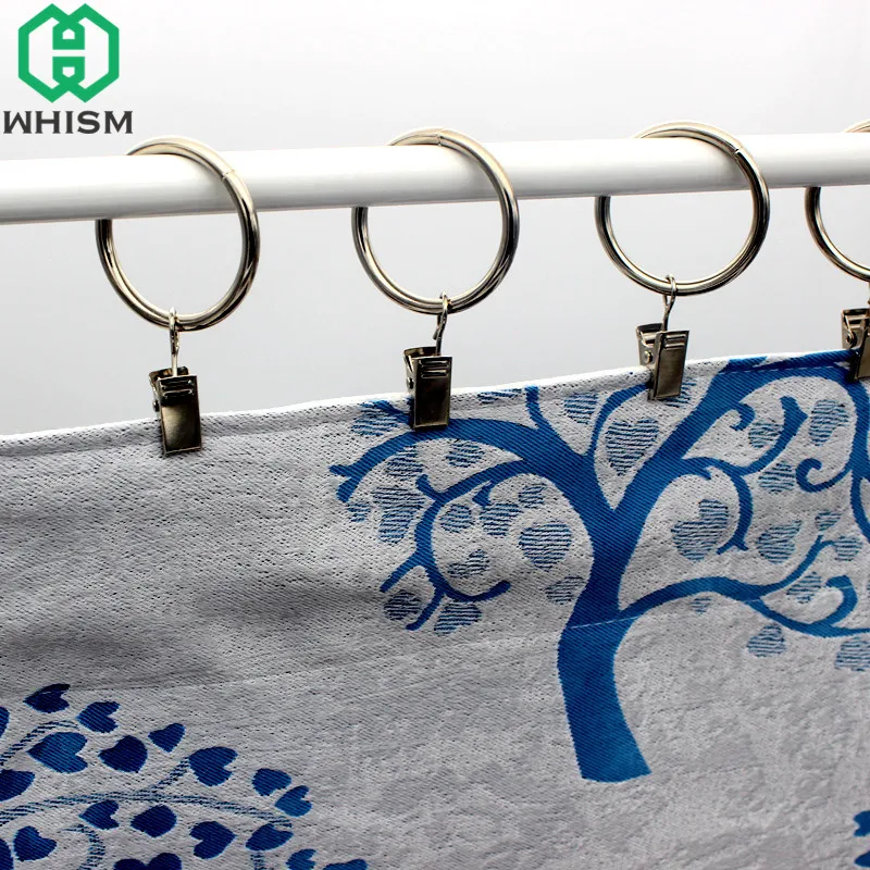 WHISM 10PCS Window Shower Curtain Hook with Clips Durable Metal Drapery