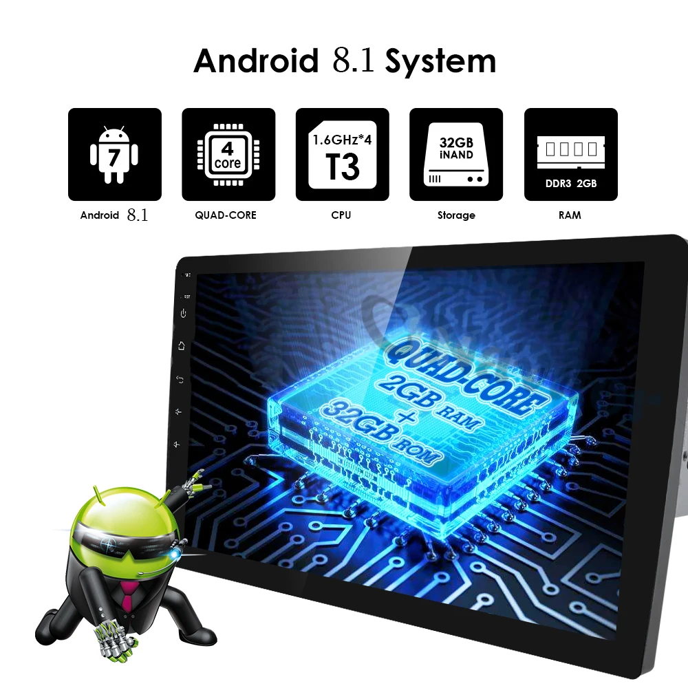 Clearance Double 2Din 10.1inch Android 8.1 Universal Car Radio In Dash Stereo GPS Navigation WIFI 4G OBDII DAB Quad Core Bluetooth 2GB RA 1