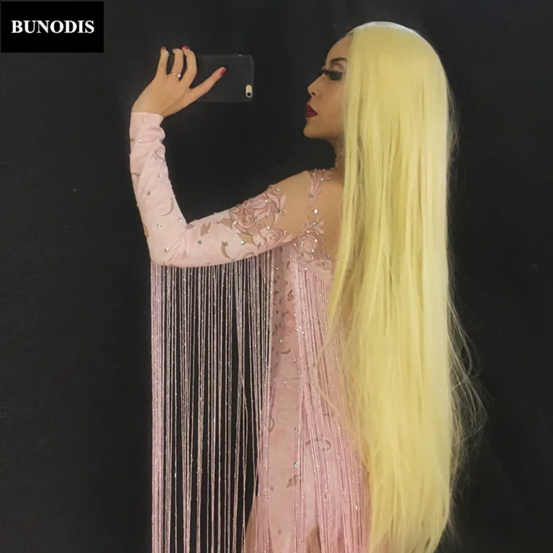 Performance Chanteur Costume Longue Gland Blanc Porter Bu115 Bu115 Sexy Jupe 1 Rose bu115 Femmes Nightclub Stage Danseur Cristaux Mousseux 4OPAnqc