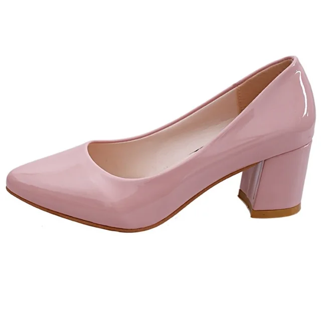 pink shoes block heel