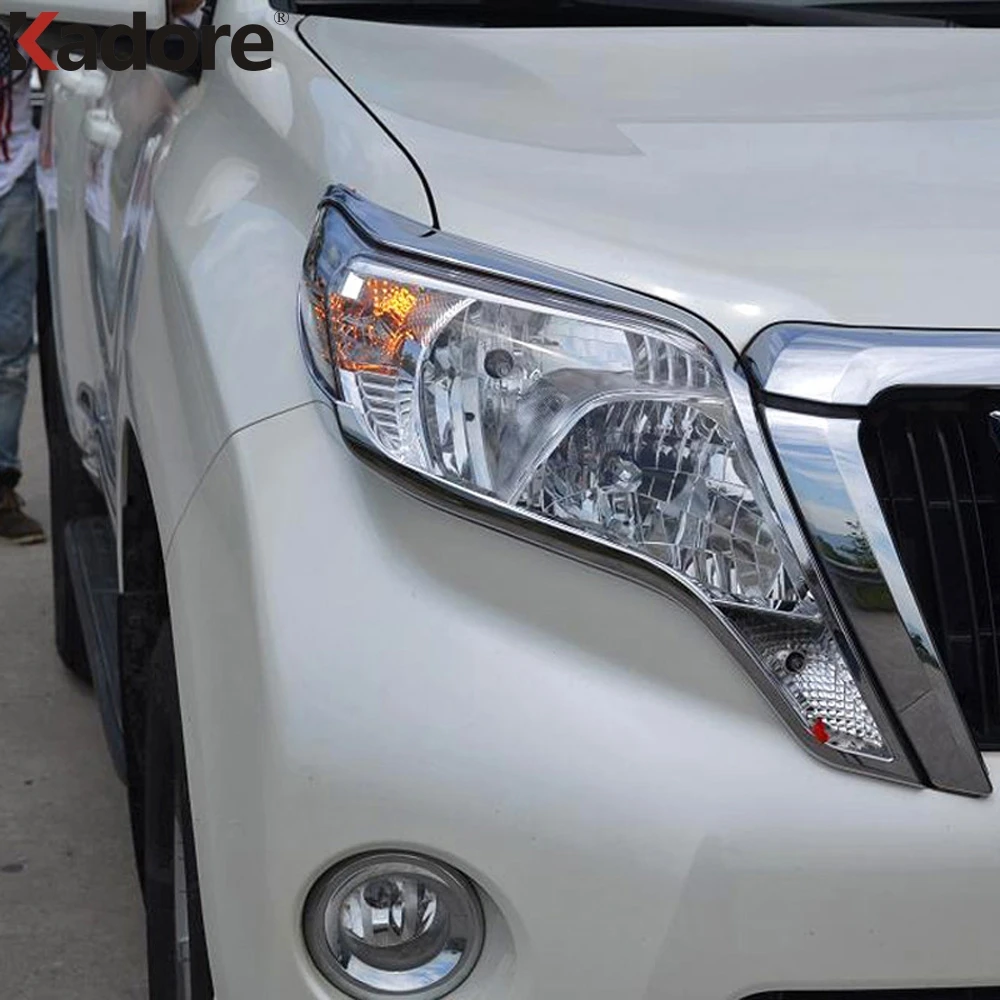 

For Toyota Land Cruiser Prado FJ150 FJ 150 2014 2015 2016 ABS Chrome Front Head Light Lamp Cover Trim Headlight Headlamp Frame