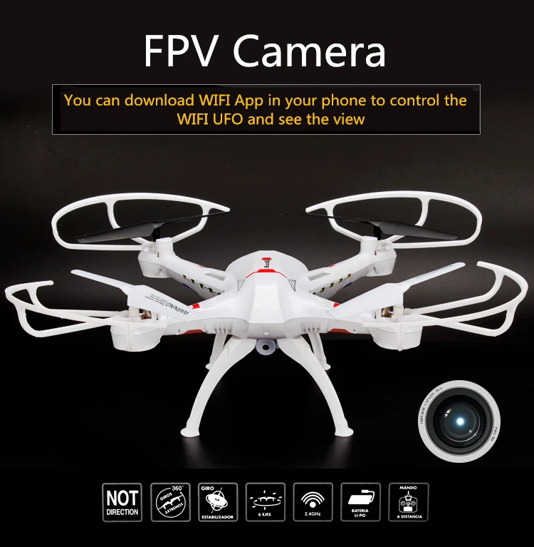 

WIFI FPV Quadcopter RC Quadcopter Remote Control Helicopter WIFI Phone Control Headless Mode Drone Follow with 2.0MP HD Camera