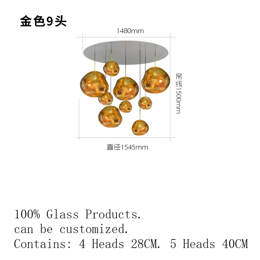 DEFV стеклянные светодиодные подвесные светильники подвесной светильник расплава Лава Современный осветительный прибор подвесные потолочные светильники Люстра Освещение - Цвет корпуса: 9 heads