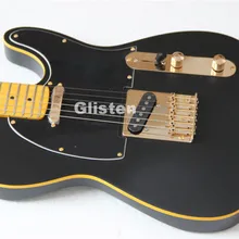 TL черная электрогитара с золотой фурнитурой, желтая привязка на заказ гитара ra