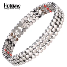Hottime 66 шт. энергетический камень 316L нержавеющая сталь магнитный браслет и браслет серебро Германий браслеты модные для мужчин и женщин ювелирные изделия
