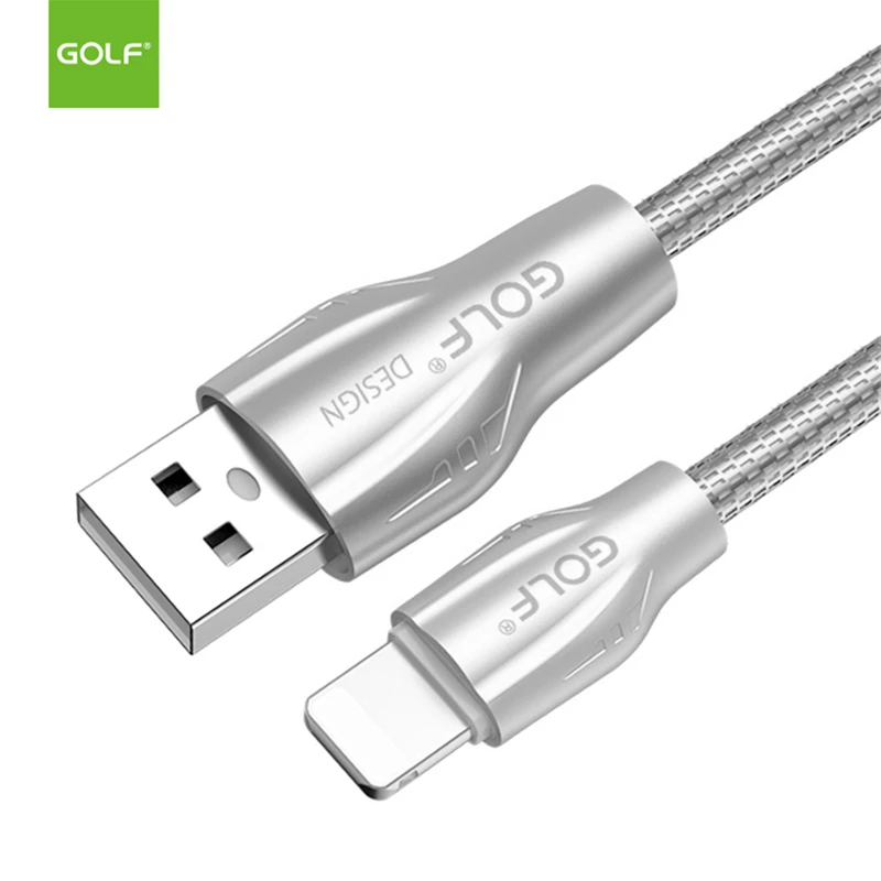 GOLF 1 м металлическая спиральная труба 2.4A Быстрая зарядка USB синхронизации данных зарядное устройство кабель для iPhone 6 6 S 7 8 Plus X XR XS 5 5s iPad Air 2 mini 2