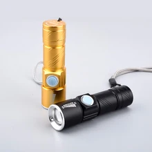 USB Handy Powerful font b LED b font font b Flashlight b font Black Gold Rechargeable