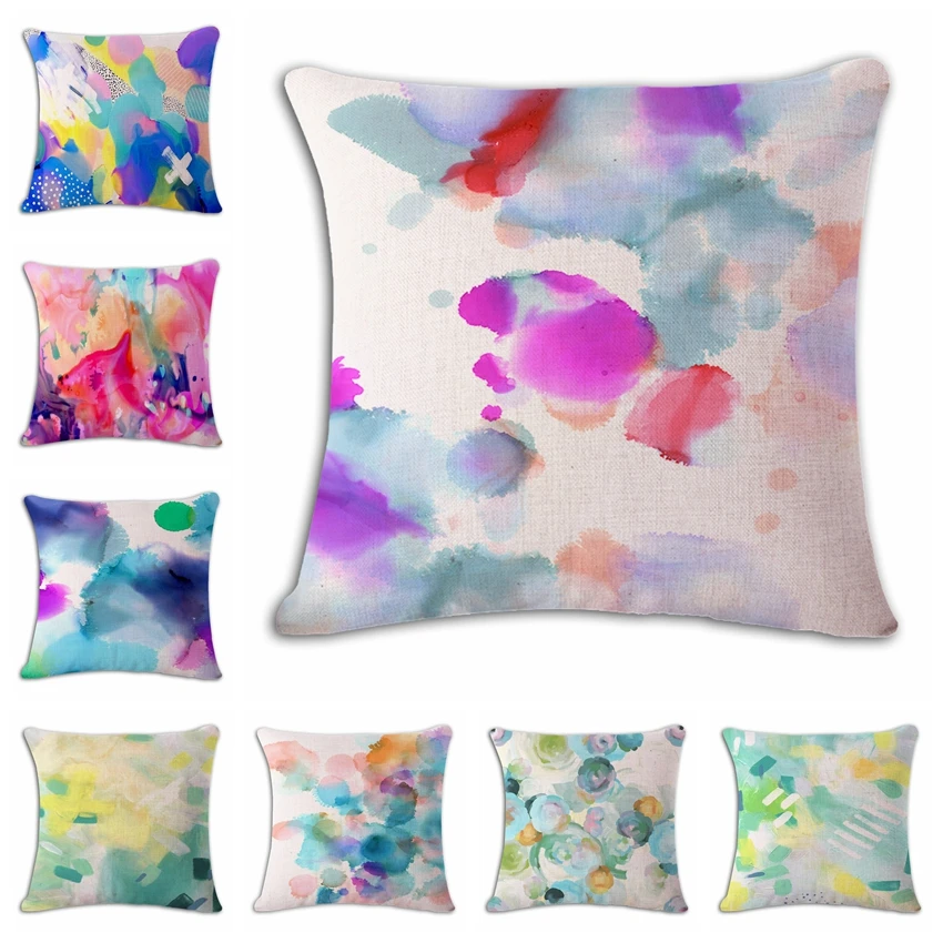 

Beautiful watercolor pattern Cushion(No Filler) Polyester Family affection Sofa Car Seat family Home Decorative Throw Pillow
