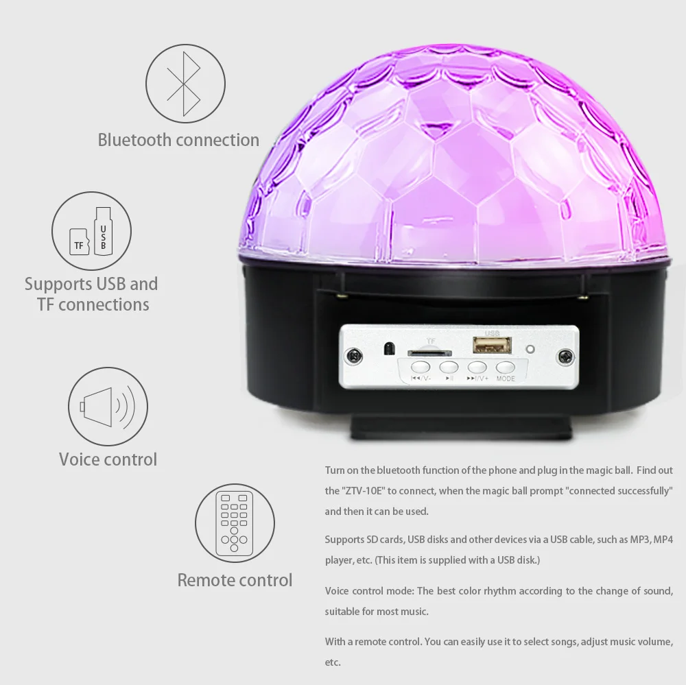 Светодиодный сценический светильник 25 Вт с поддержкой Bluetooth 9 цветов эффект