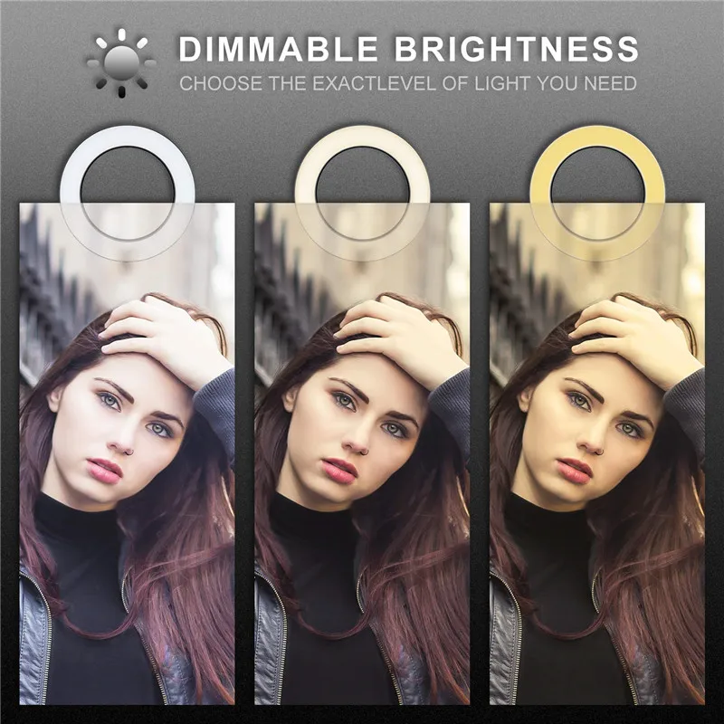 Goedkoop 5 Inch LED Selfie Ring Licht Statief Stand Telefoon Houder voor YouTube Video Make Fotografie Flash Mini Camera Bright Lamp 3 modus