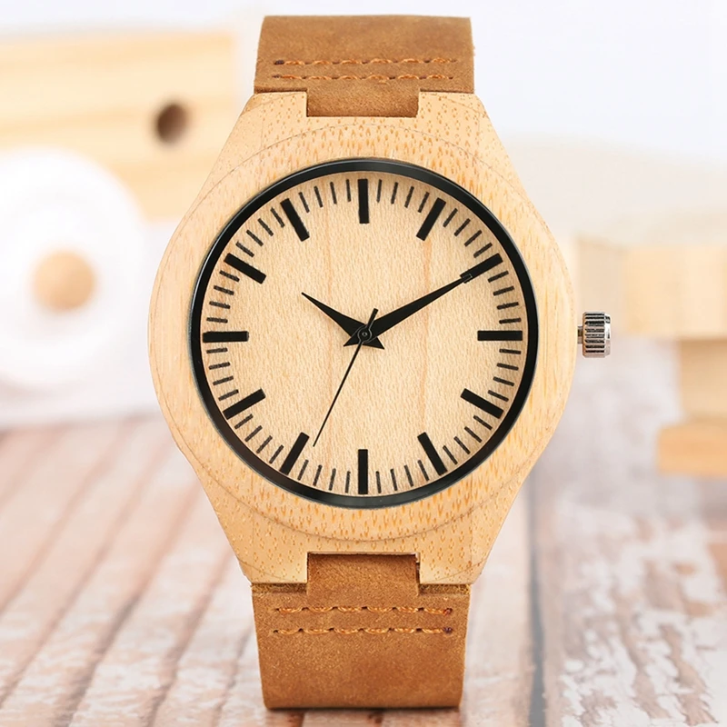Men's Wood Watch Simple Pure Analog Bamboo Wooden Clock Man Genuine Leather Watch Men Watches Top Luxury Brand reloj para hombre Men's Wood Watch Simple Pure Analog Bamboo Wooden Clock Man Genuine Leather Watch Men Watches Top Luxury Brand reloj para hombre