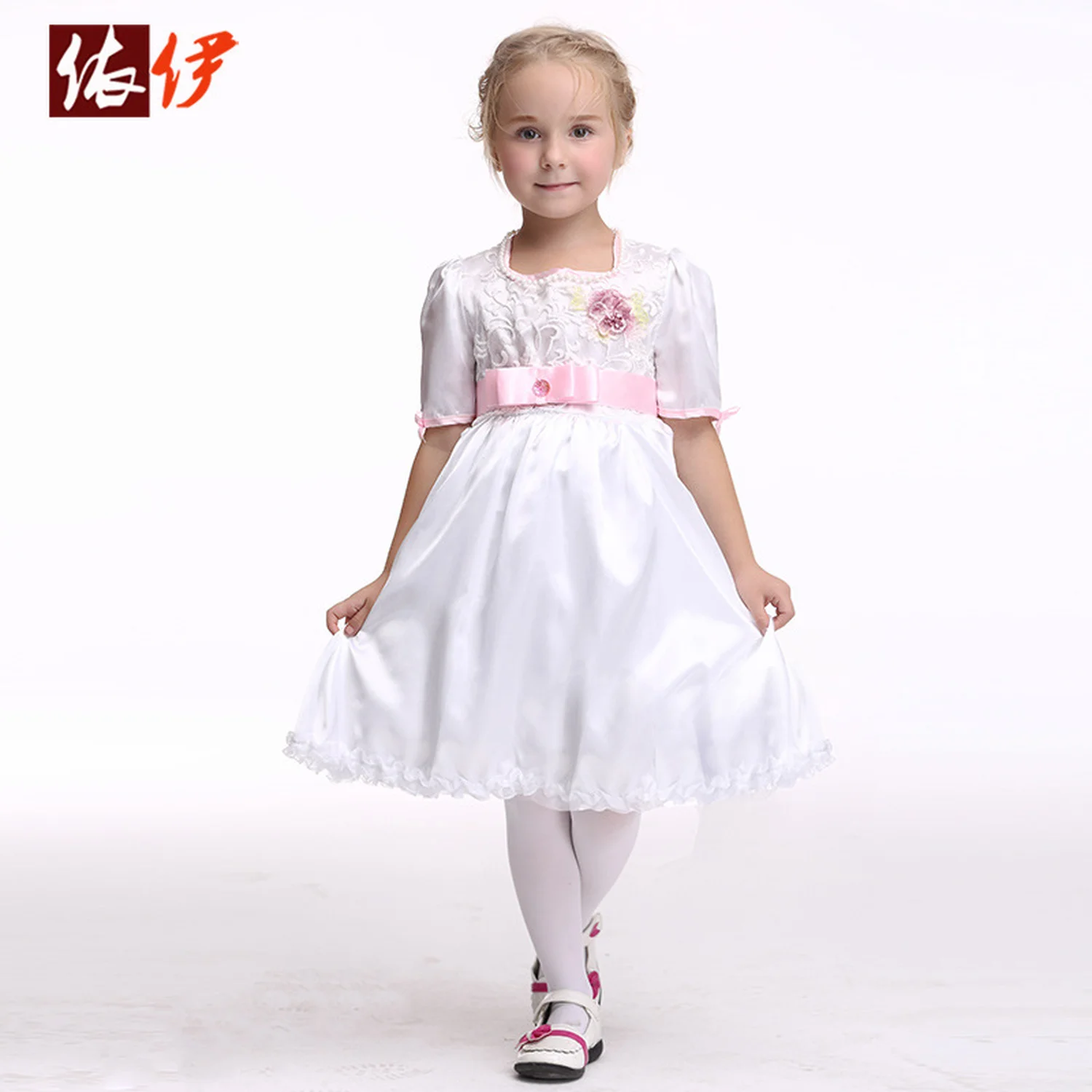 

Halloween Children Lace Princess Dress Kids Party Costumes Cute Bow Dress Fashion Short Sleeve Dance Clothe Christmas Girls Gift