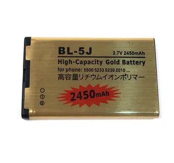 

New 2450mAh BL-5J Gold battery For Nokia 5230 5233 5800 3020 Lumia 520 525 530 5900 Xpress Music C3 N900 X6 Phone +Tracking Code