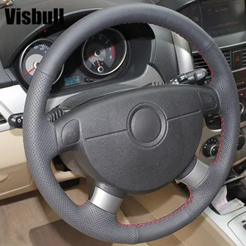 Visbull黒puレザー車のステアリングホイールカバーV1097用フォードモンデオ2007-2012 mk4