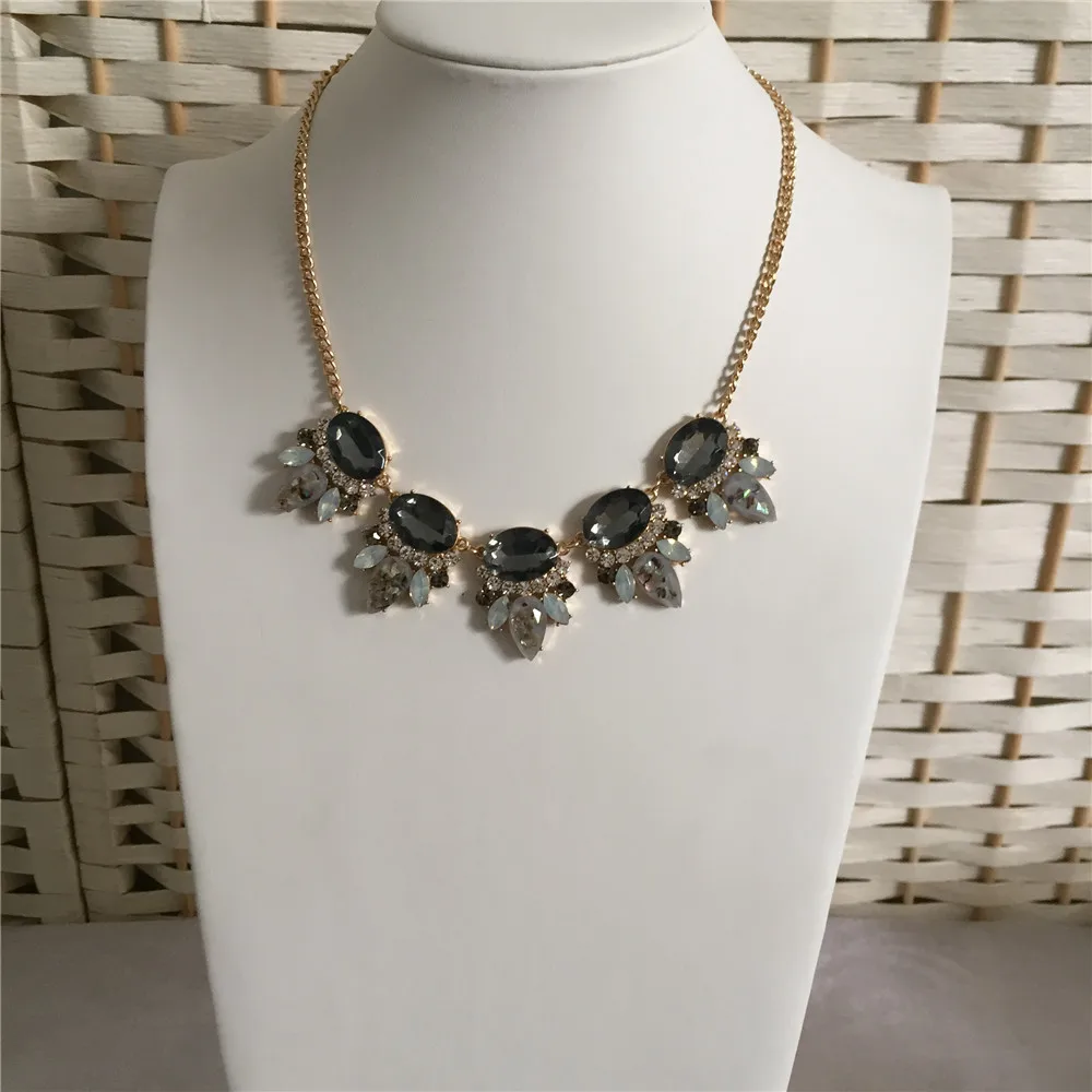 

Trendy classic gold plating Blue tonal five statement necklace for women girl