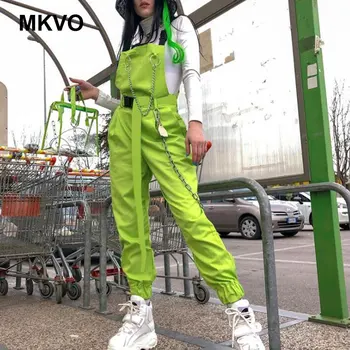 

Summer Single Zip Buckle Jumpsuit Jumpsuits Womens Overalls Pants Neon Green High Waist Streetwear Jogging Playsuits femme