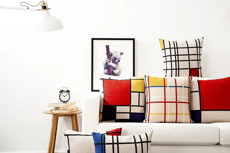 Mondrian Подушка с геометрическим рисунком чехол синий красный геометрический чехол для подушки домашнее декоративное белье Наволочка для дивана
