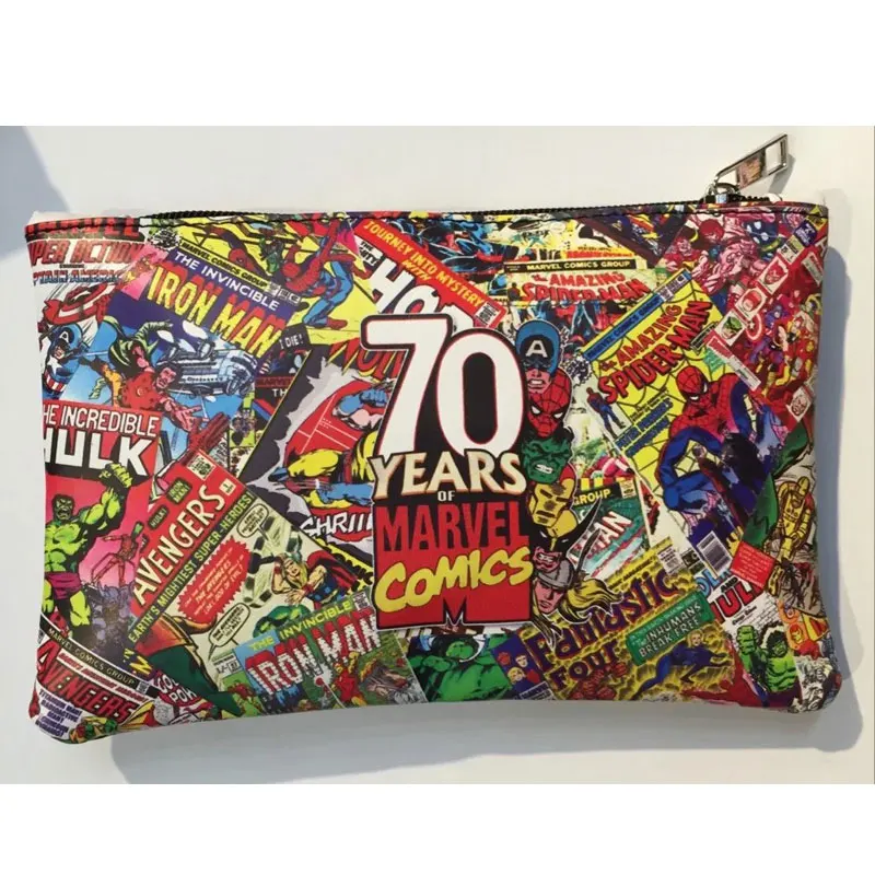 

Marvel Comics Super Hero Pen Bag Leather Zipper Purse Pencil Stationery Wallet carteira masculina Men Women Anime Casual Wallets