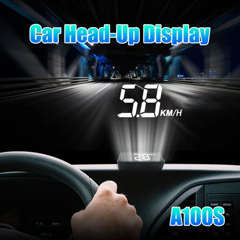 Автомобильный спидометр A100S, автомобильный HUD Дисплей, система Предупреждение о превышении скорости, проектор, лобовое стекло, автоматическая электронная сигнализация напряжения