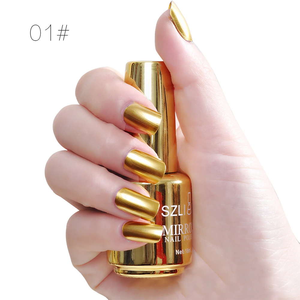 Зеркальный титановый лак для ногтей, 12 цветов, прочный Золотой, не Очищаемый металлический лак для ногтей, Быстросохнущий лак для ногтей для женщин