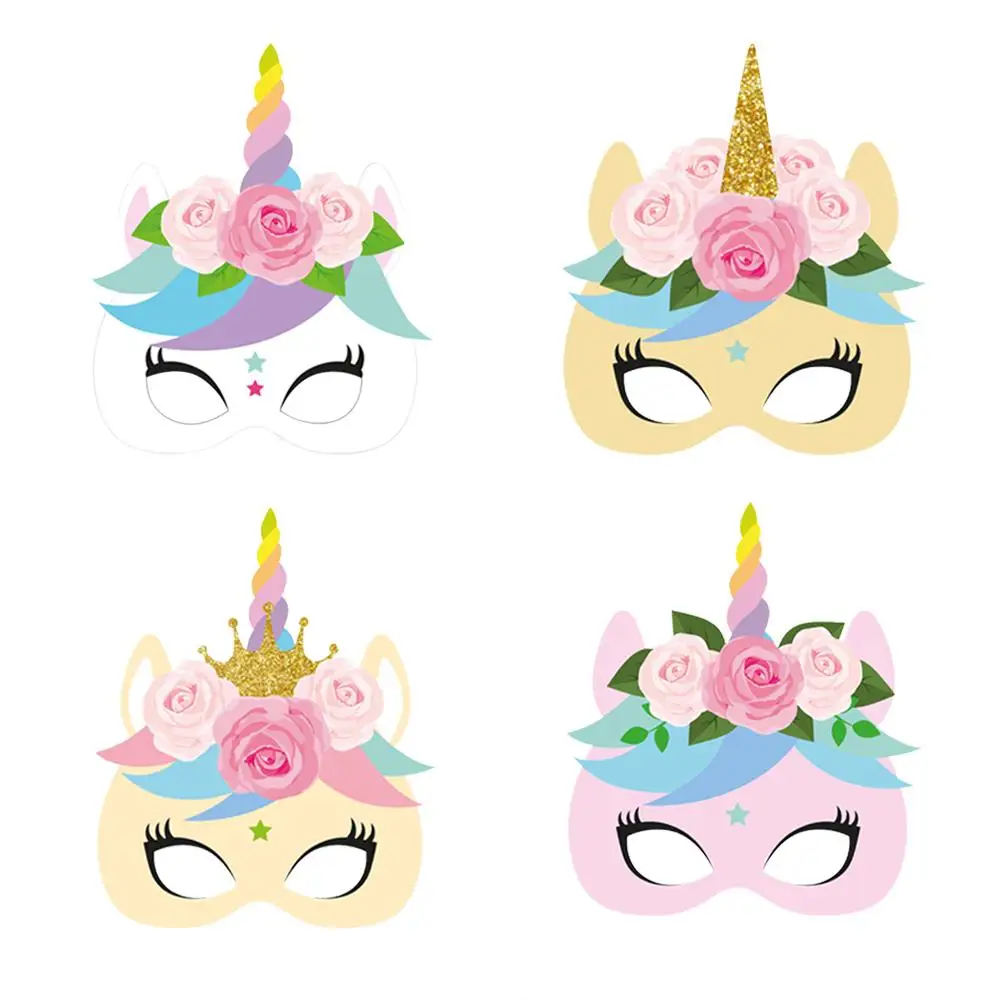 Aliexpress.com : Buy 12pcs/pack Unicorn Face Paper Mask Baby Shower Party Masks Unicorn Theme ...