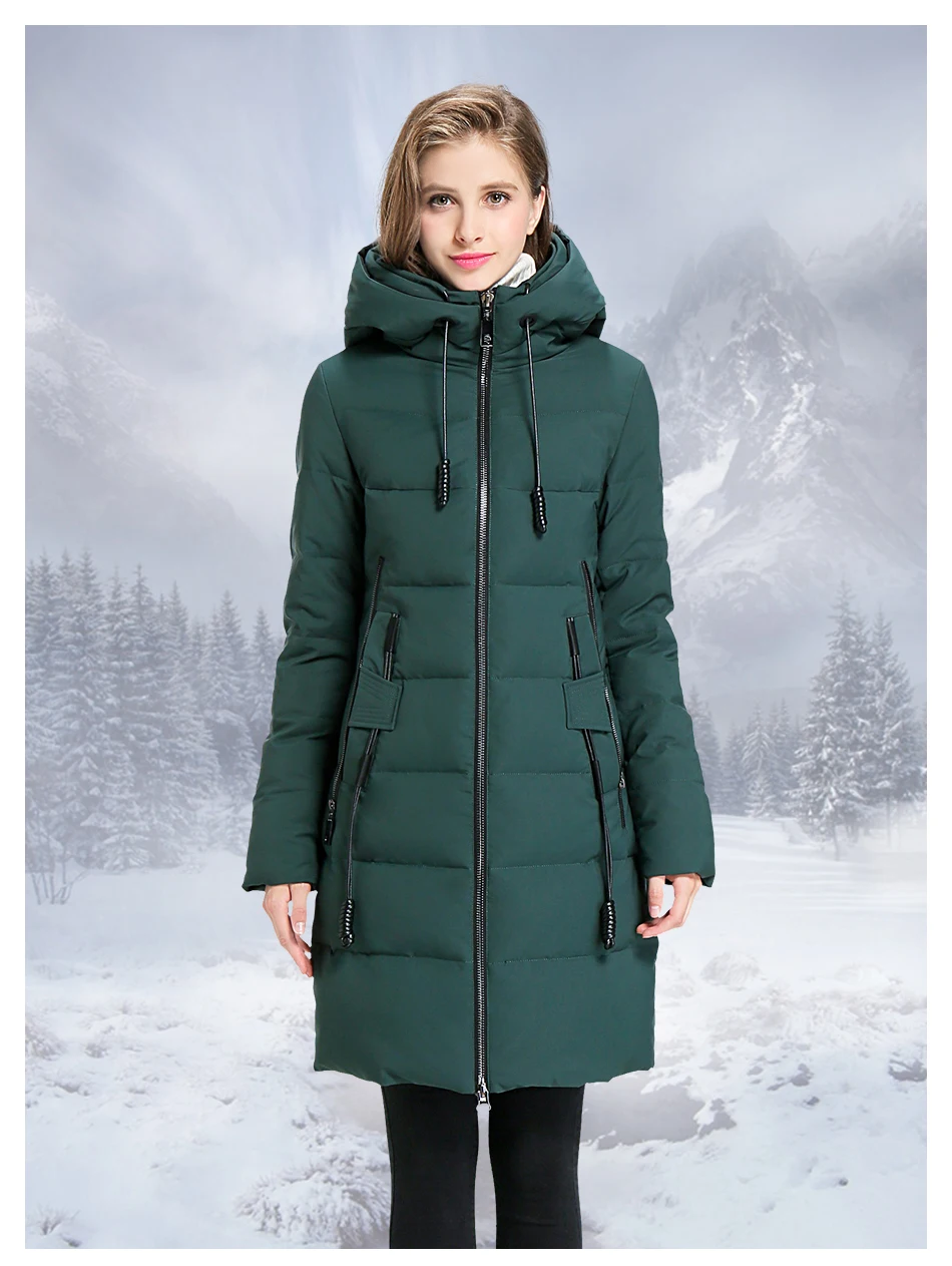 Eurasia New Women Winter Jacket Full Stand Collar Hooded Design Slim Outerwear Coat Warm Parka Lady Clothing Y1700010