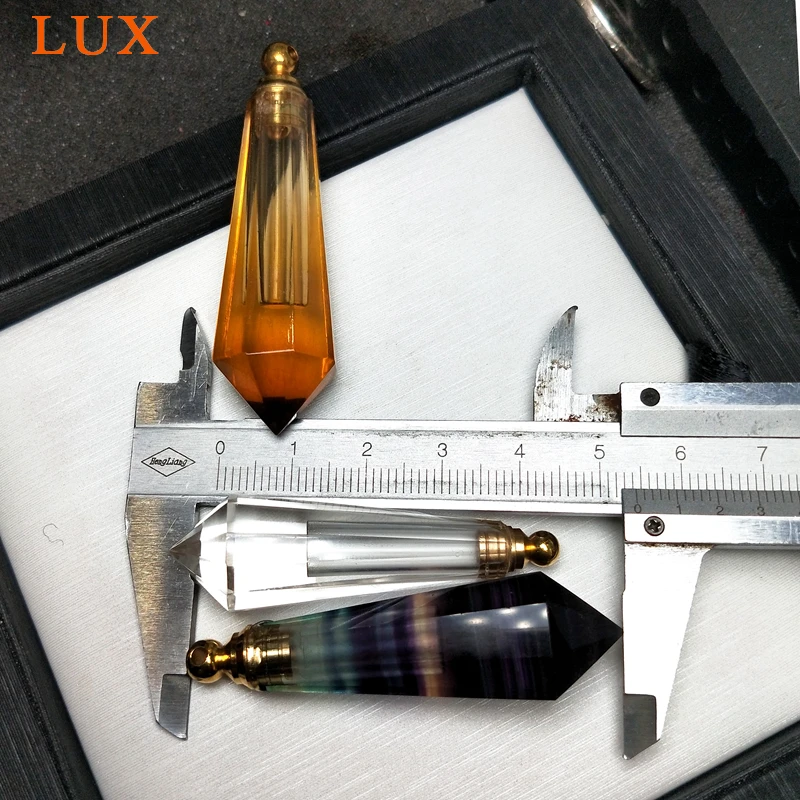 LUX Подлинная цитрин флюорит прозрачный кварц Подвеска в виде бутылочки парфюма остроконечная форма Магическая медицина эфирные масла диффузор Шарм