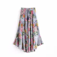 Горячая Распродажа, весеннее Новое поступление, на шнуровке, Faldas Largas Elegantes, женская юбка, подходит ко всему, тонкая Цветочная винтажная юбка, одежда